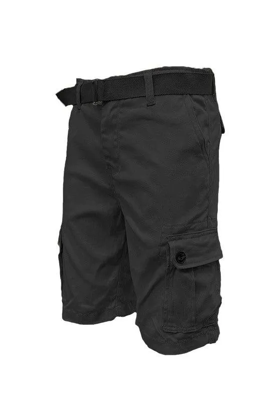 Mens Belted Cargo Shorts With Belt
