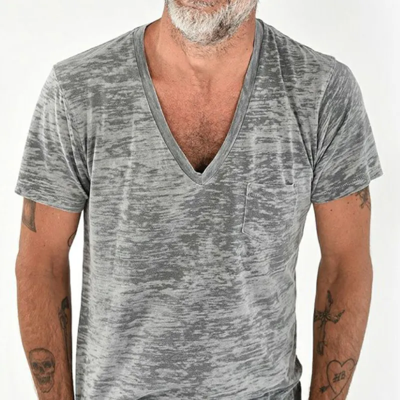 Men's Classic Casual Slim Fit V-Neck Cotton Short Sleeve T-Shirt 10874171K