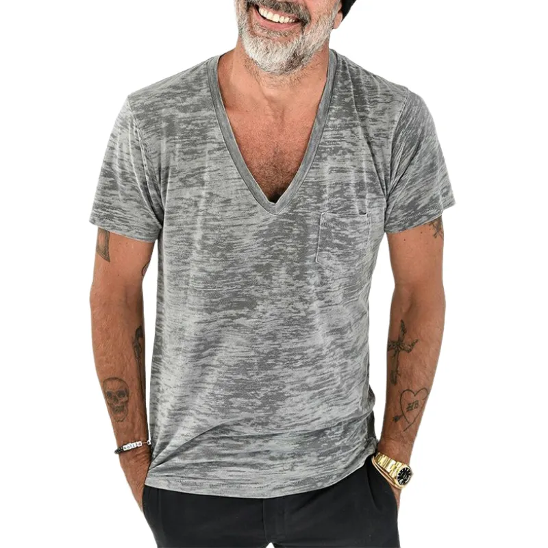 Men's Classic Casual Slim Fit V-Neck Cotton Short Sleeve T-Shirt 10874171K
