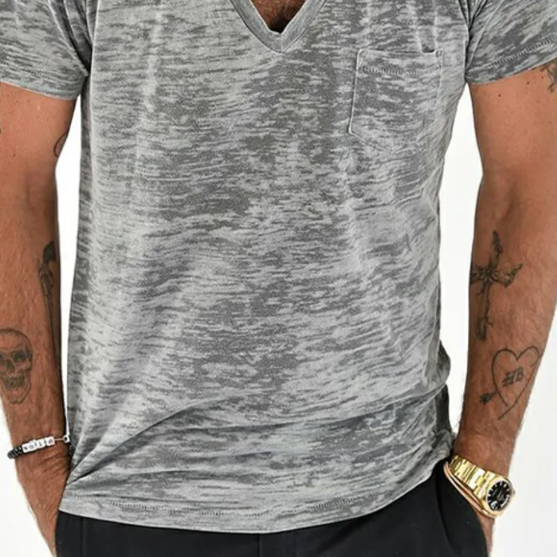 Men's Classic Casual Slim Fit V-Neck Cotton Short Sleeve T-Shirt 10874171K
