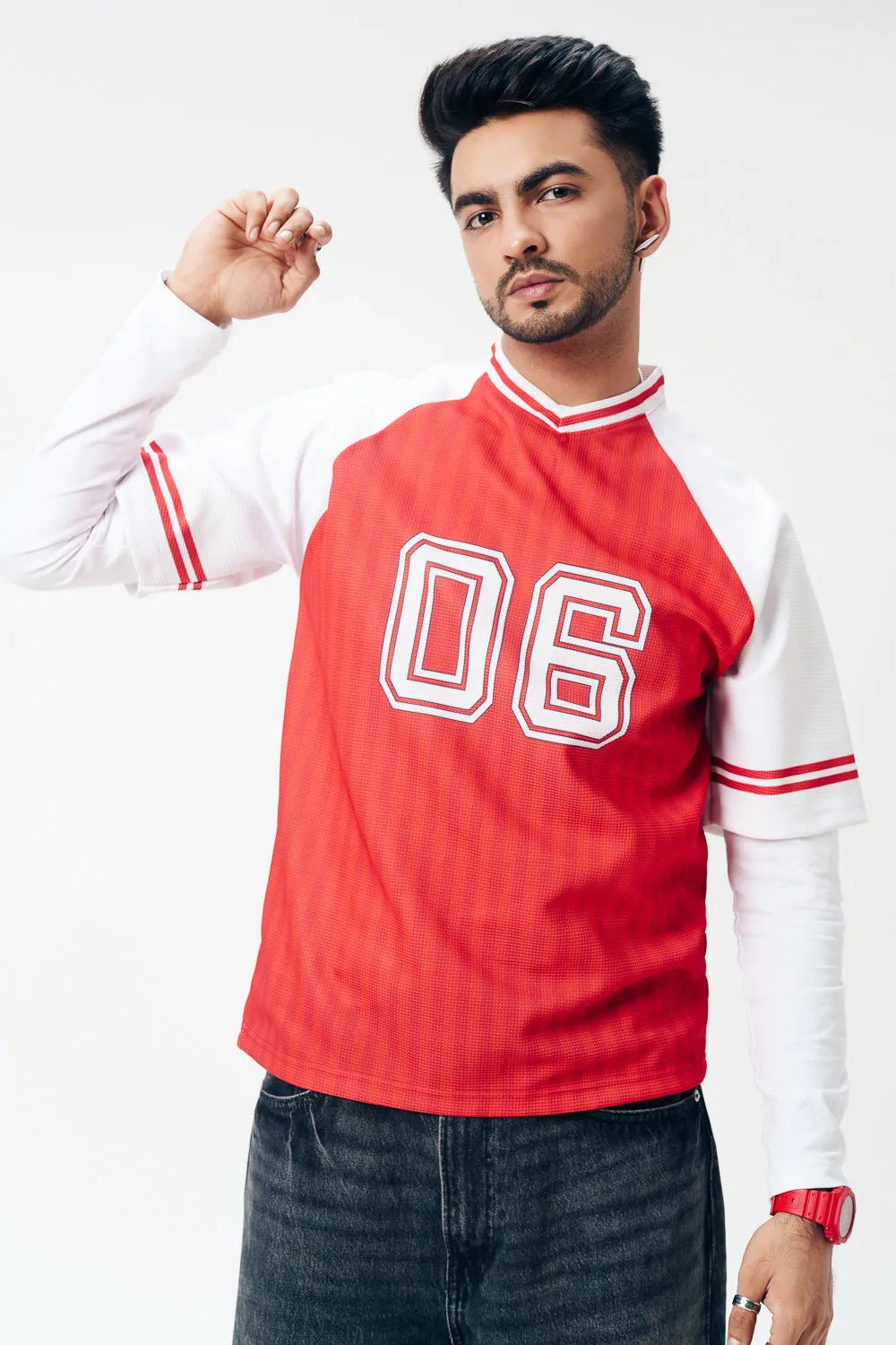 Men's Red V-neck Freaky Jersey