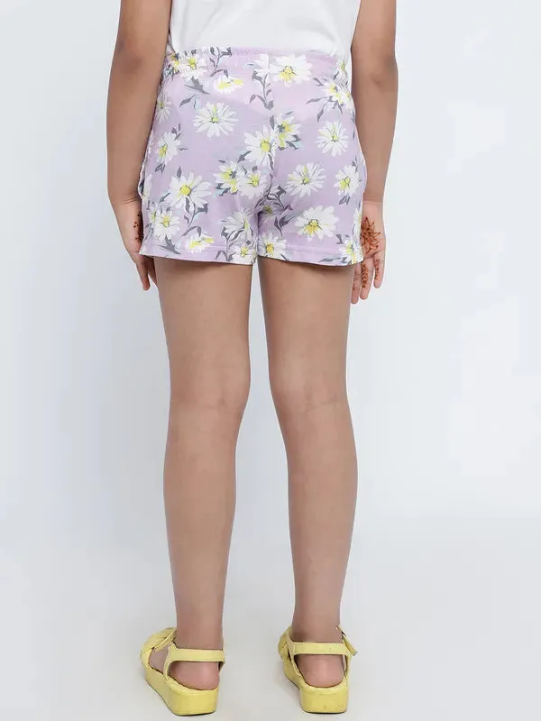 Mettle Girls Floral Printed Cotton Shorts