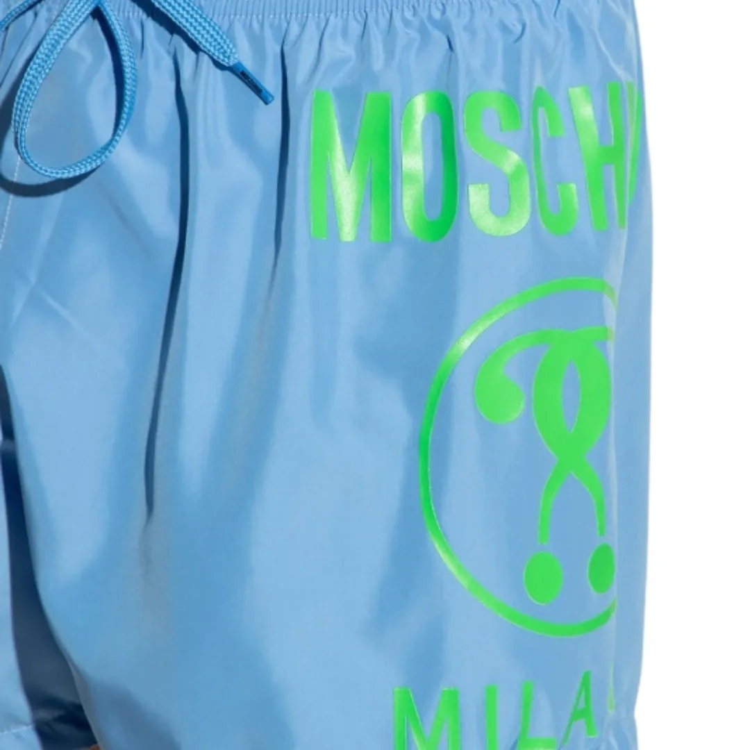 Moschino Large Milano Logo Light Blue Short Swim Shorts