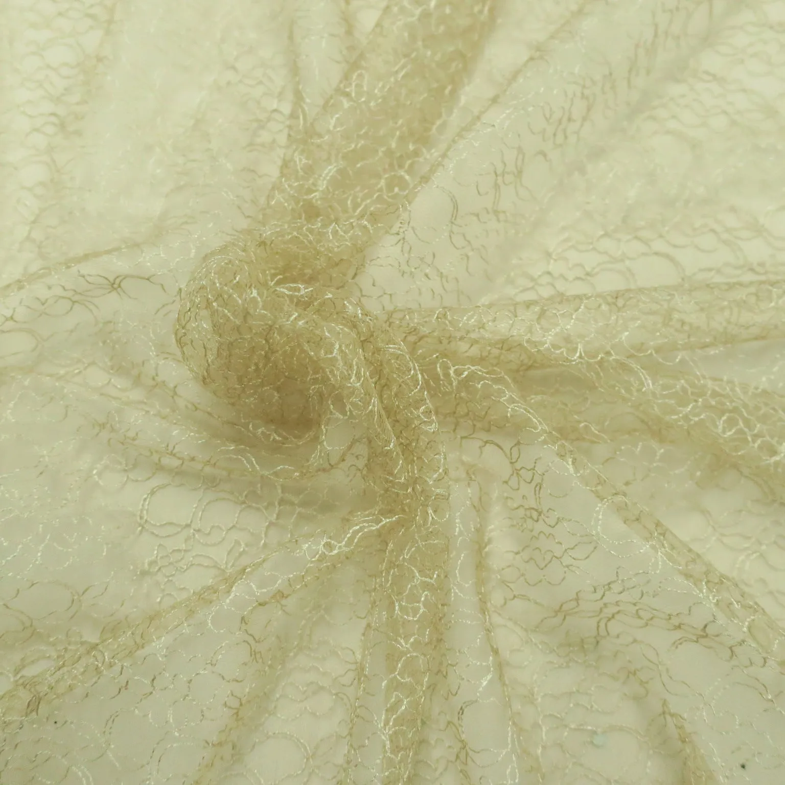 Nude Floral Corded Embroidered Tulle Fabric