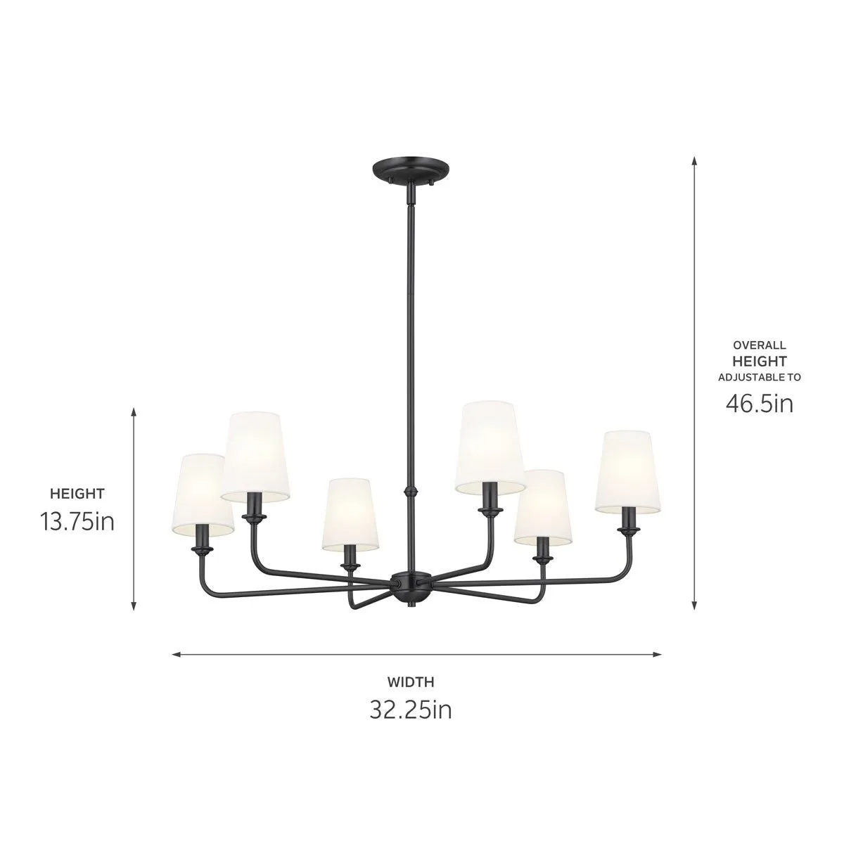 Pallas 33 in. 6 Lights Chandelier Black finish