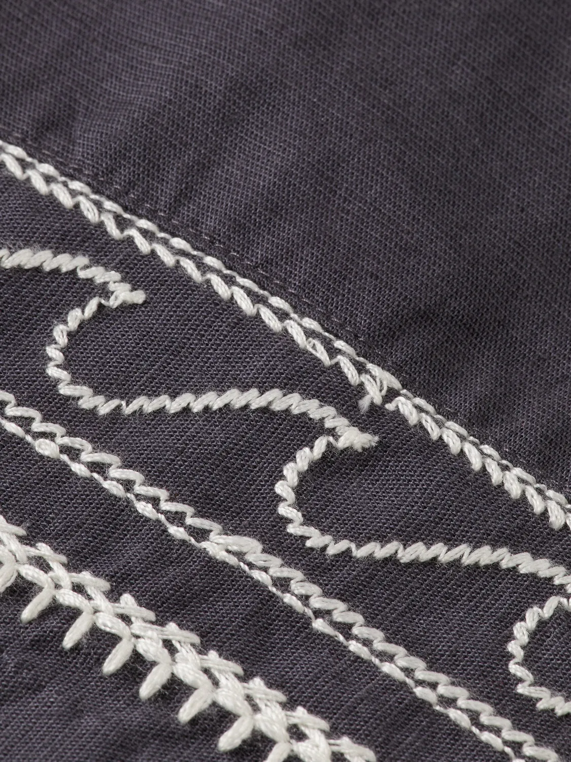 Palm embroidered high-rise linen shorts