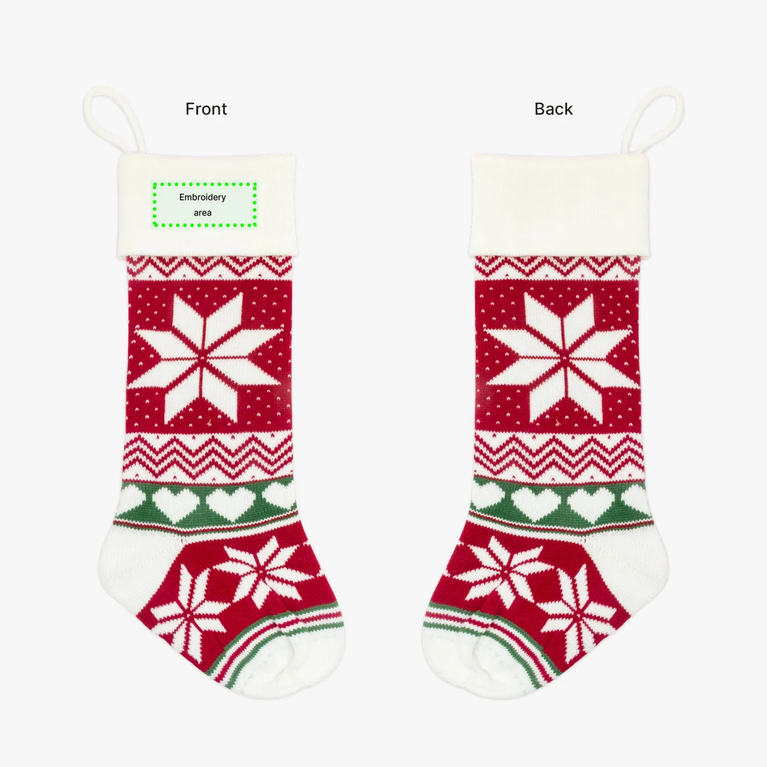 Personalized  Classic Long Knitted Embroidered Christmas Stocking