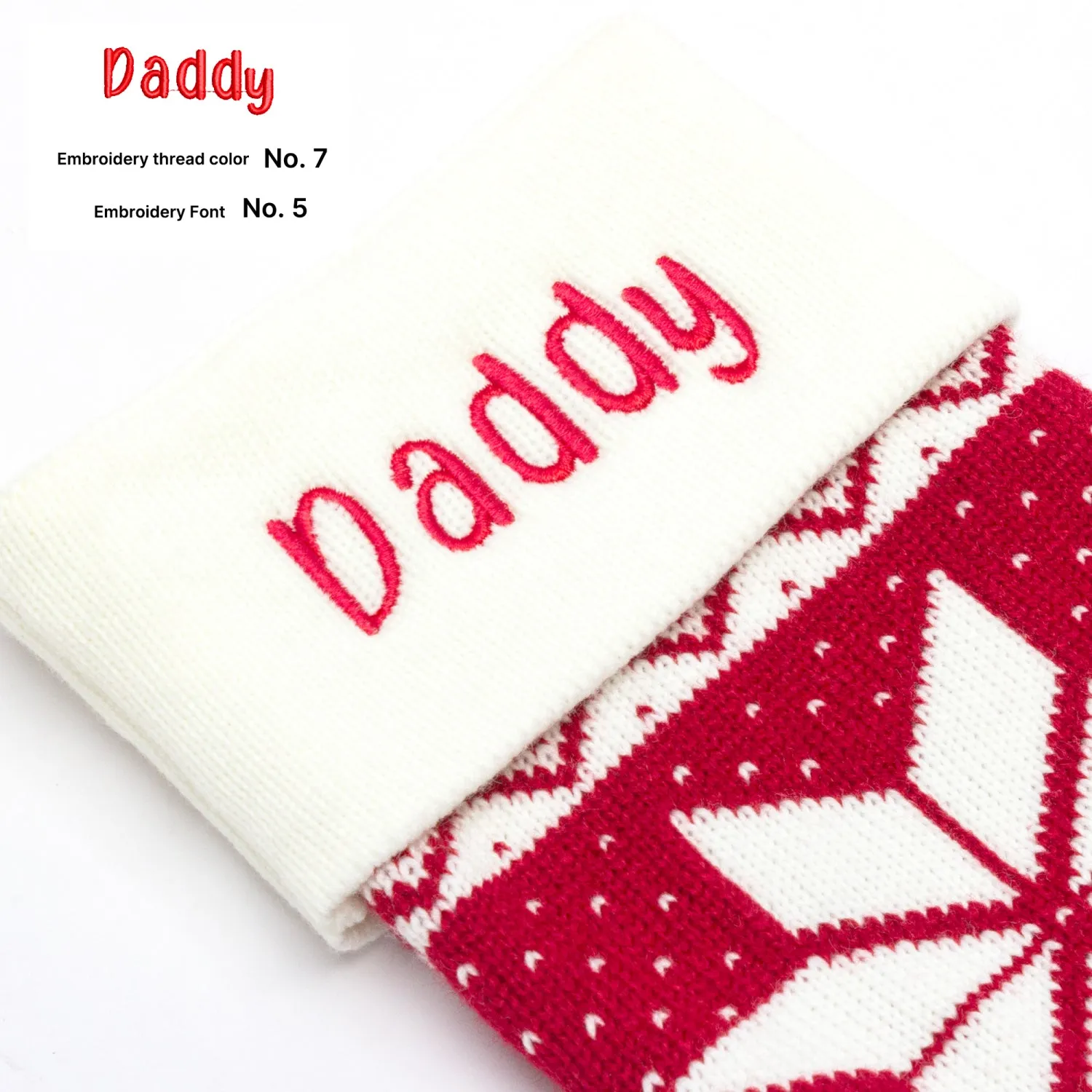 Personalized  Classic Long Knitted Embroidered Christmas Stocking