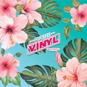 Printed Vinyl - Hibiscus Floral (Teal)