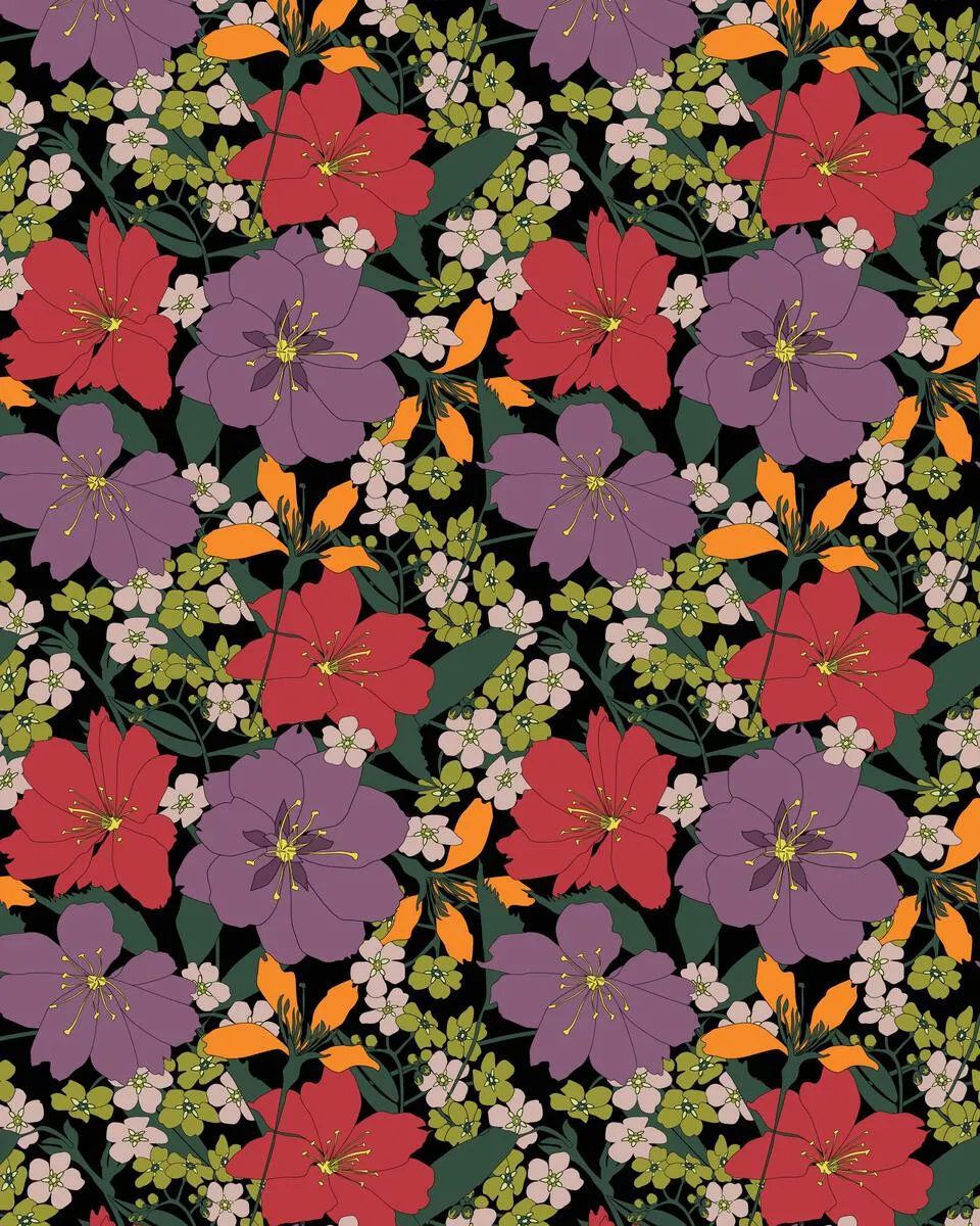 Purple Tropical Floral Printed Shorts