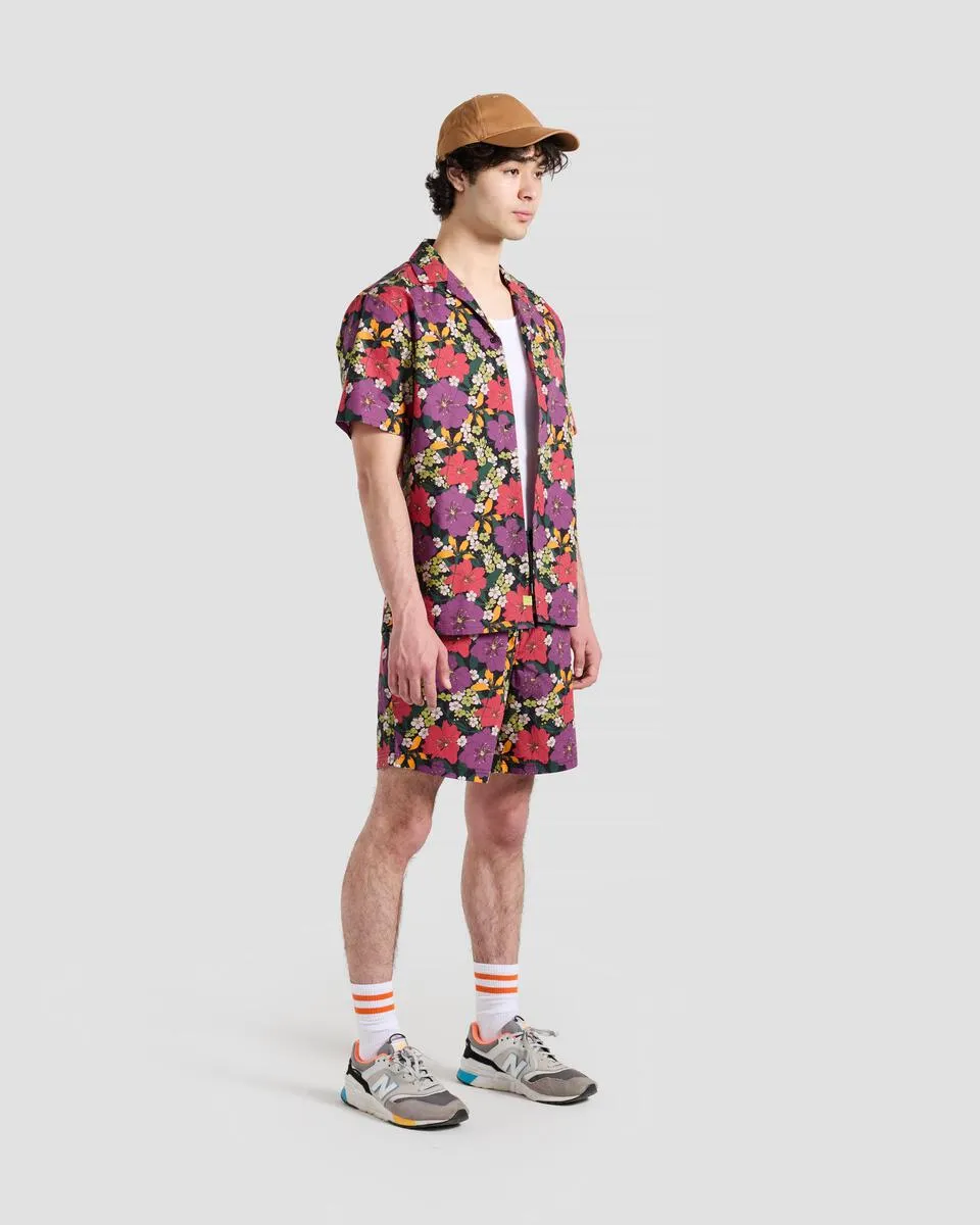 Purple Tropical Floral Printed Shorts