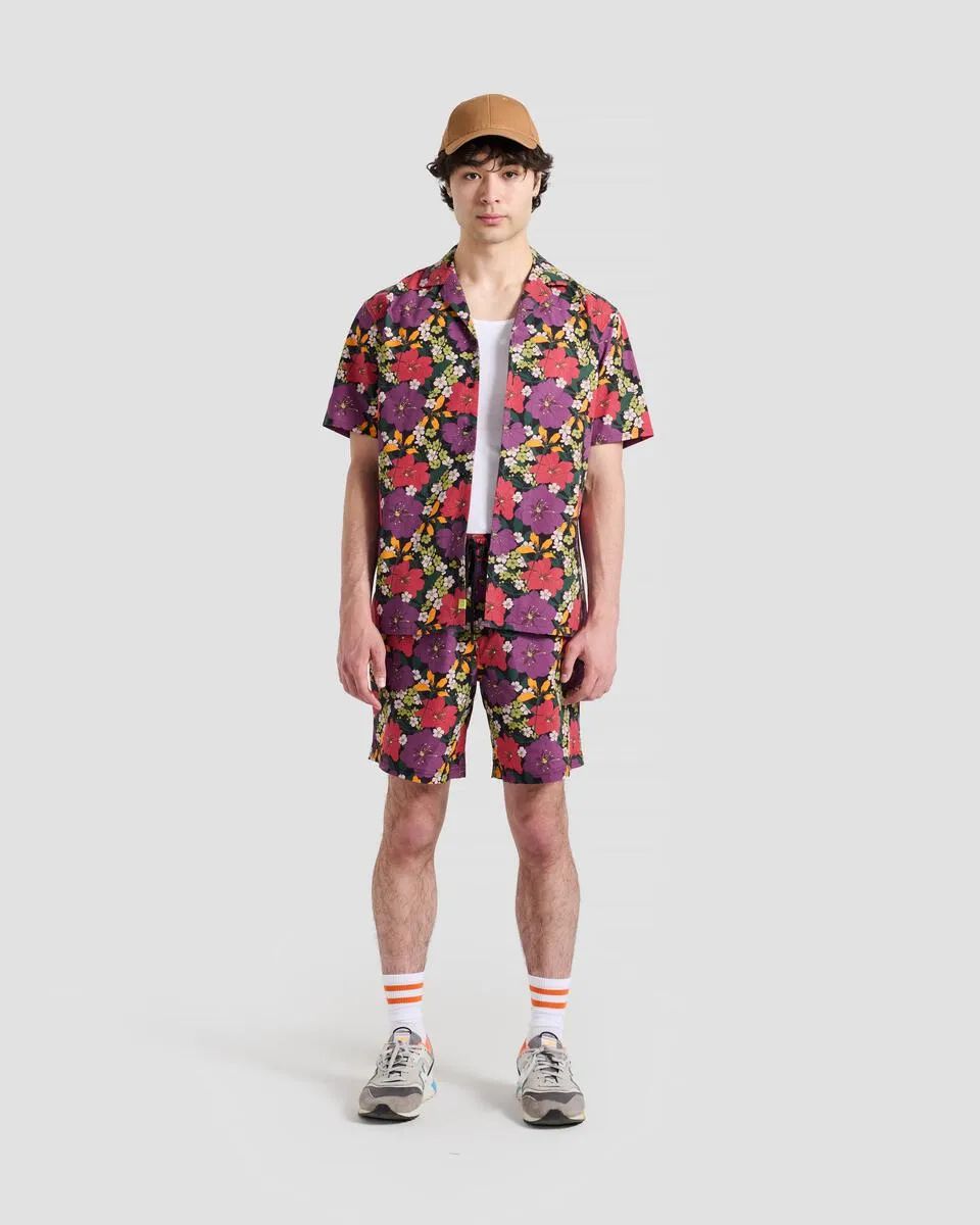 Purple Tropical Floral Printed Shorts