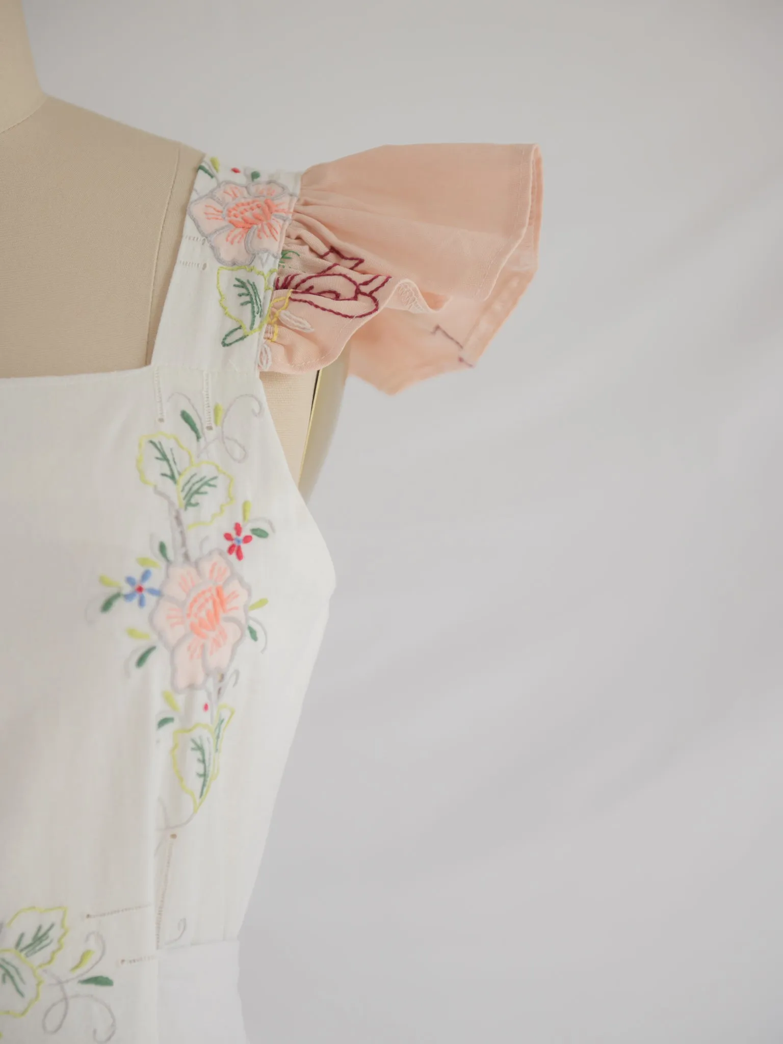 Re-design Upcycled Daffodil Daisy Embroidered Floral Midi Dress