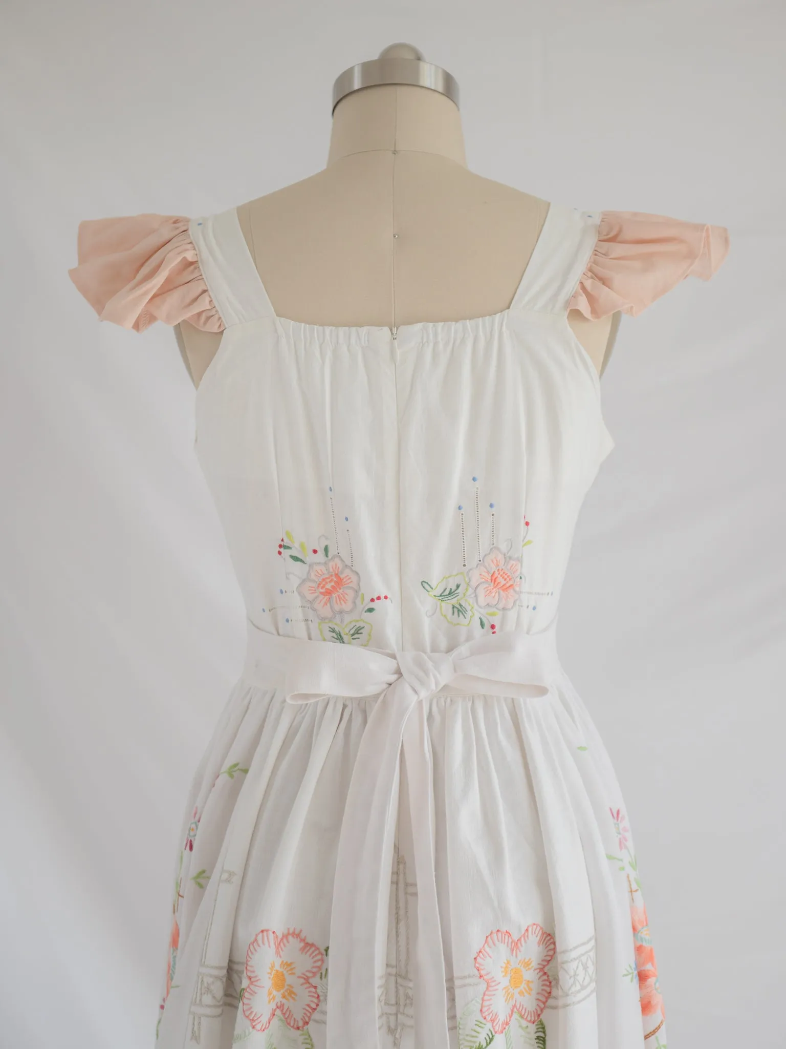 Re-design Upcycled Daffodil Daisy Embroidered Floral Midi Dress