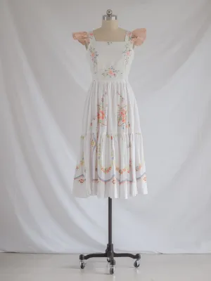 Re-design Upcycled Daffodil Daisy Embroidered Floral Midi Dress