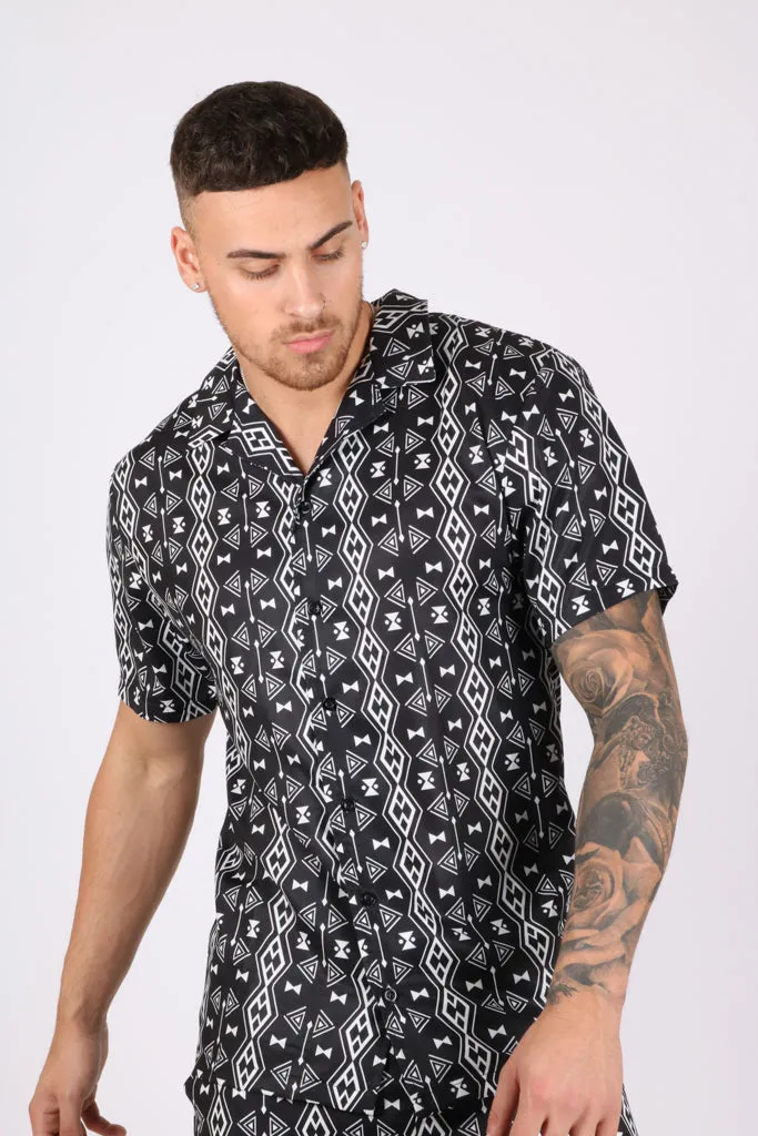 Retro Aztec Black & White Short