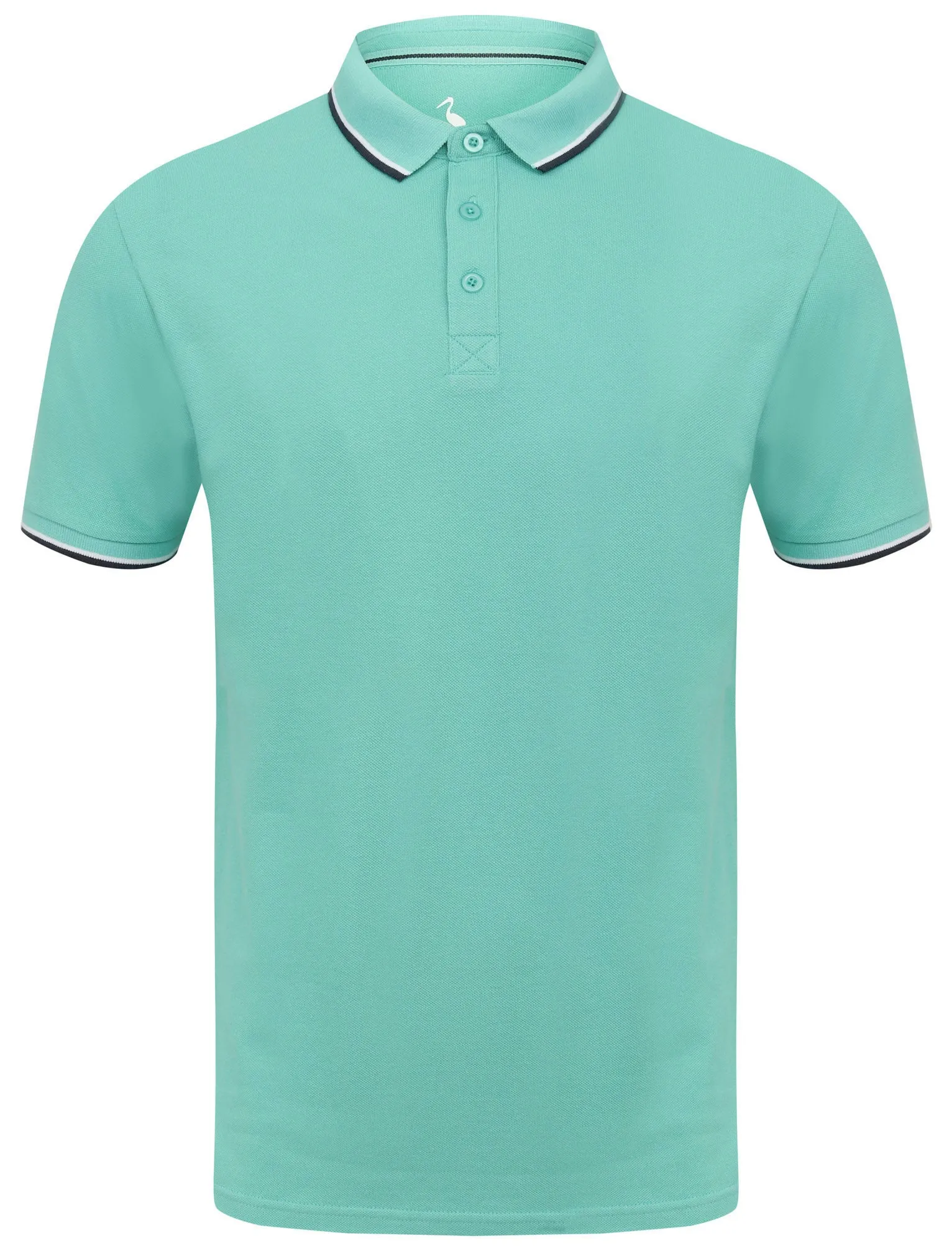 Rocky Bay Classic Cotton Pique Polo Shirt with Tipping In Mint - South Shore