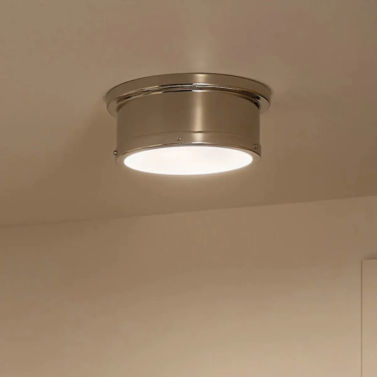 Serca 14" 2-Light Flush Mount Light, Polished Nickel Finish