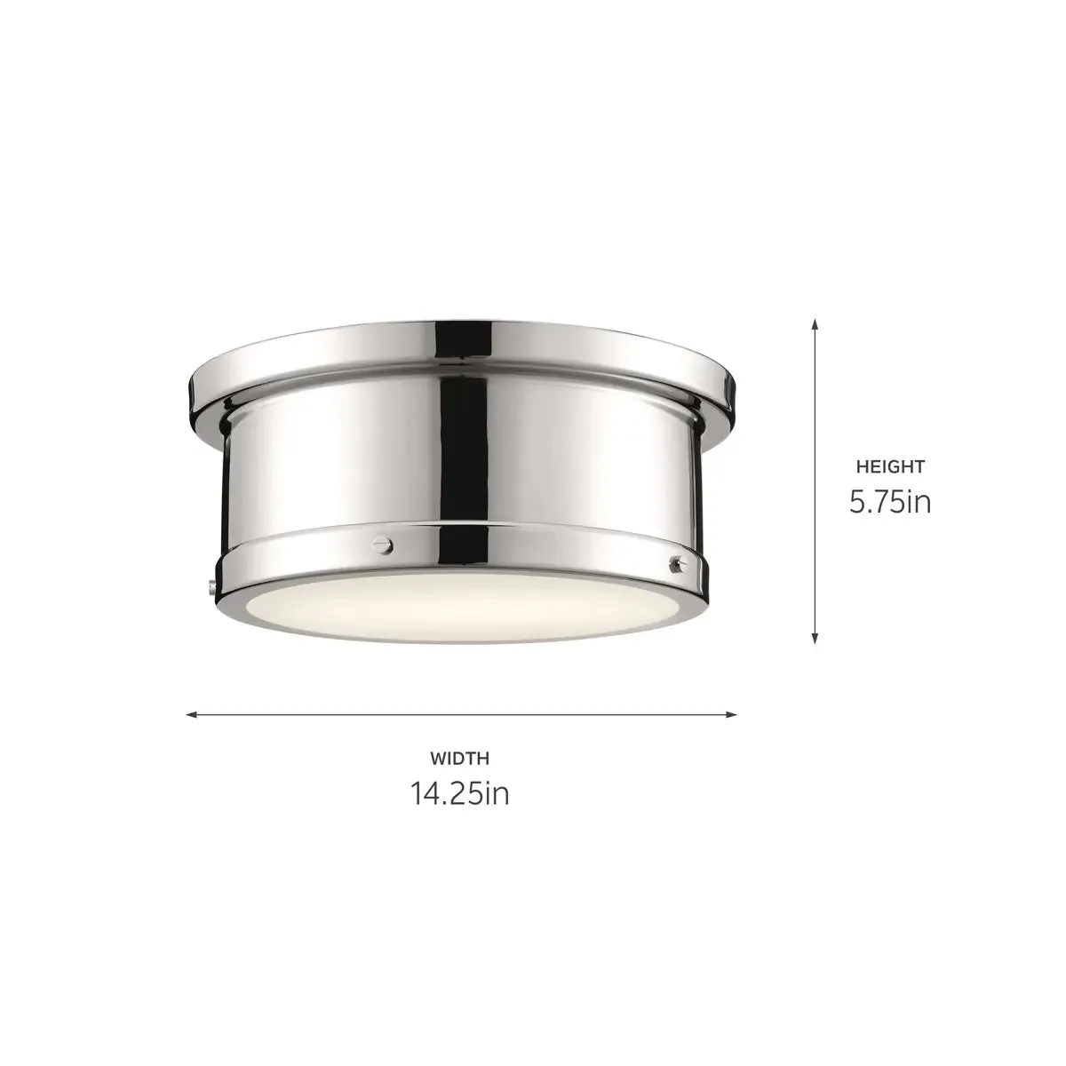 Serca 14" 2-Light Flush Mount Light, Polished Nickel Finish