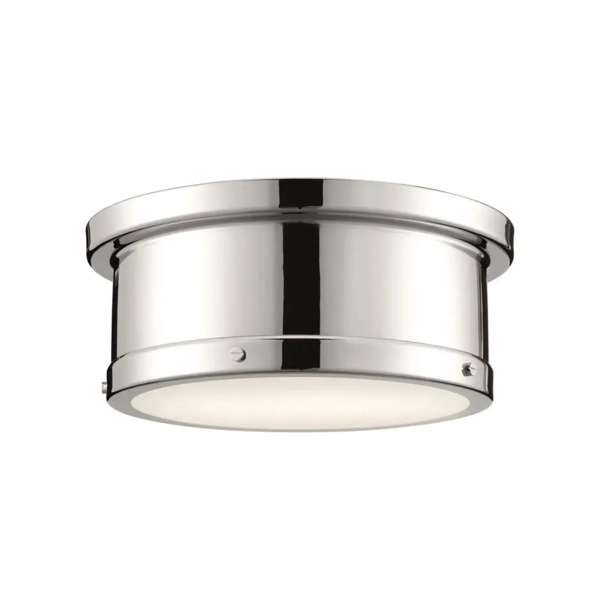 Serca 14" 2-Light Flush Mount Light, Polished Nickel Finish