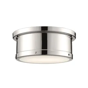 Serca 14" 2-Light Flush Mount Light, Polished Nickel Finish