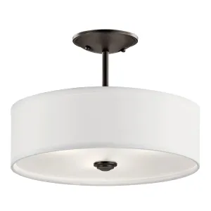 Shailene 14" 3-Light Semi-Flush Mount Light, Olde Bronze Finish
