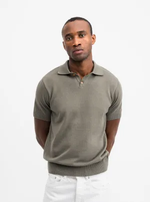Short Sleeve Knit polo Khaki