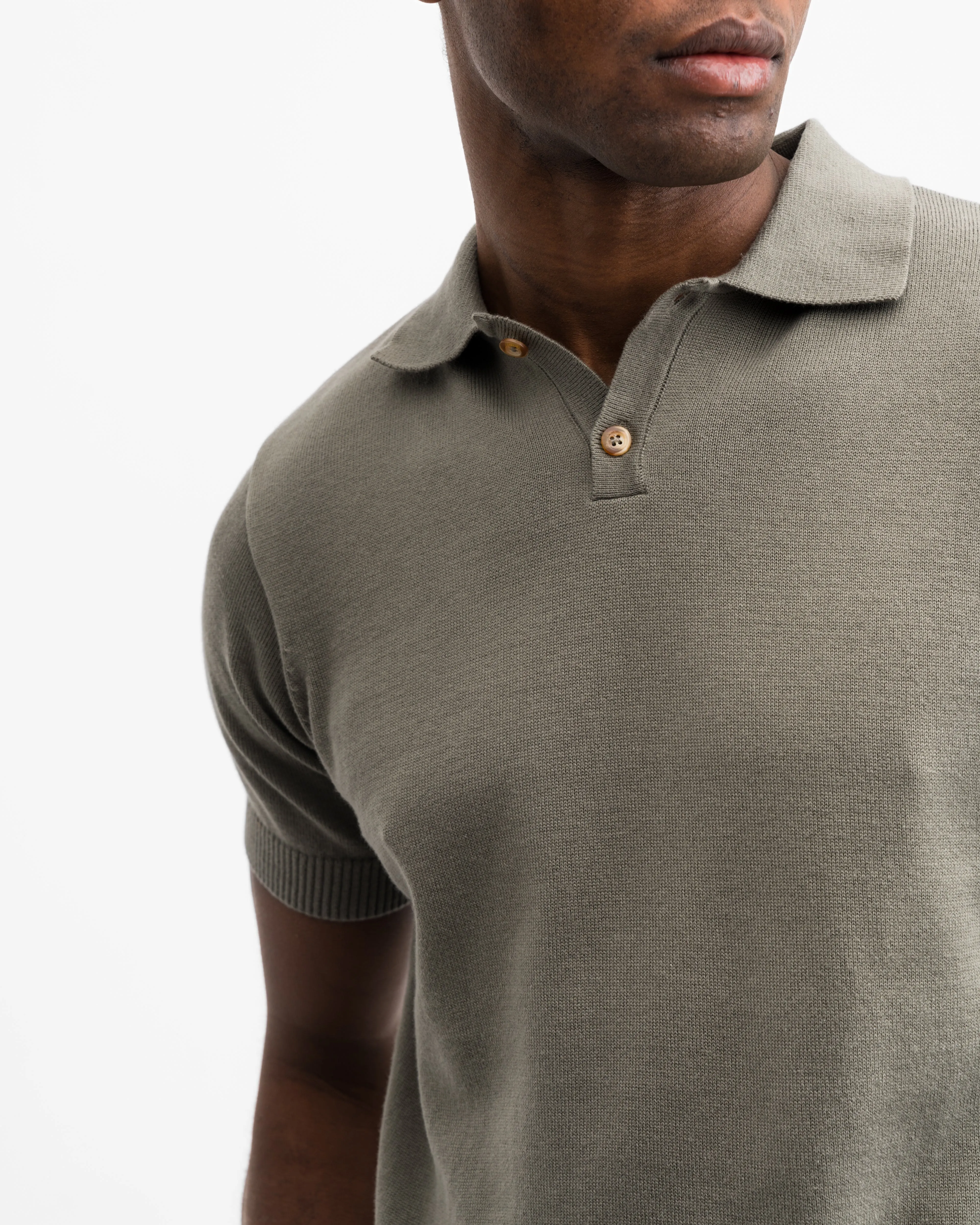 Short Sleeve Knit polo Khaki
