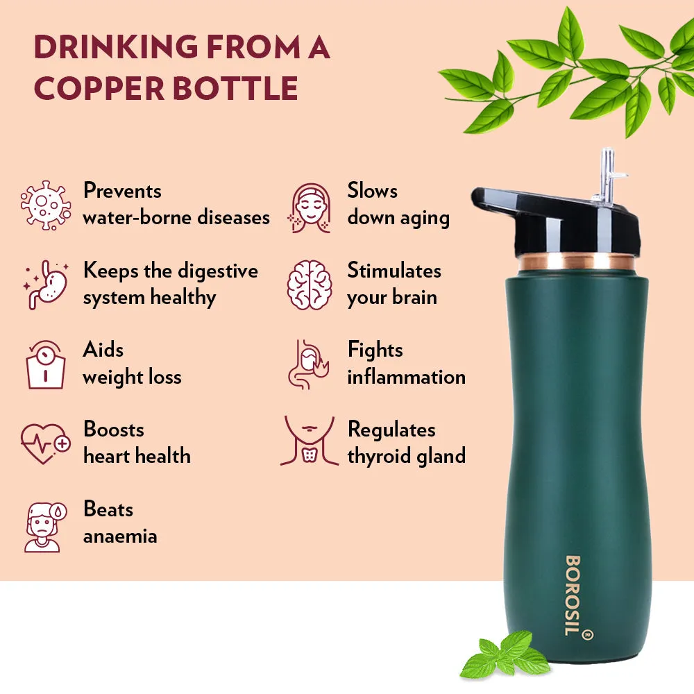 Sipper Copper Bottle, Green, 750 ml