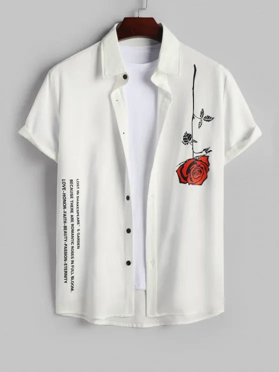 Streetwear Slogan Shirt And Floral Shorts Set