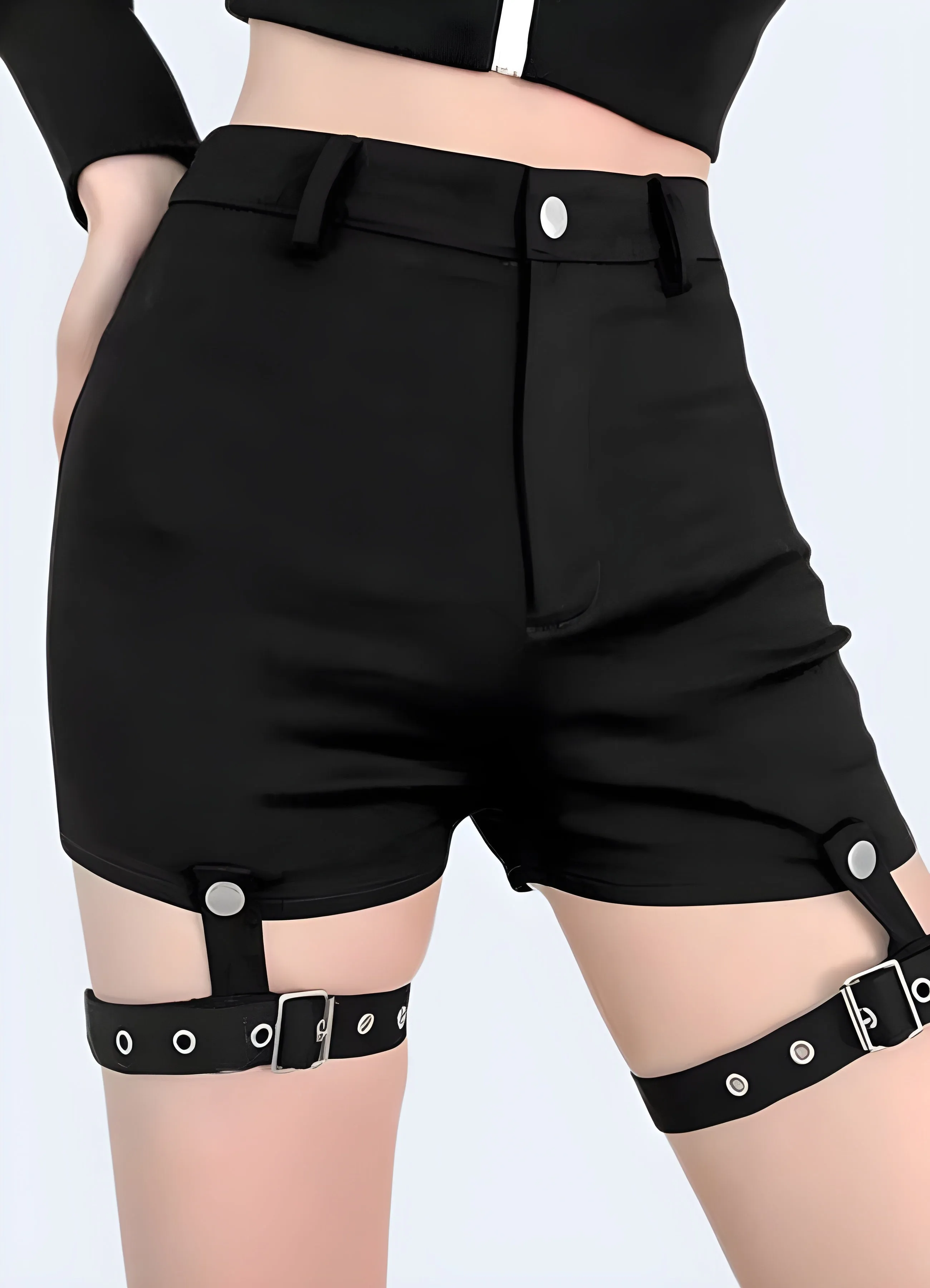 Techwear Goth Black Shorts Women