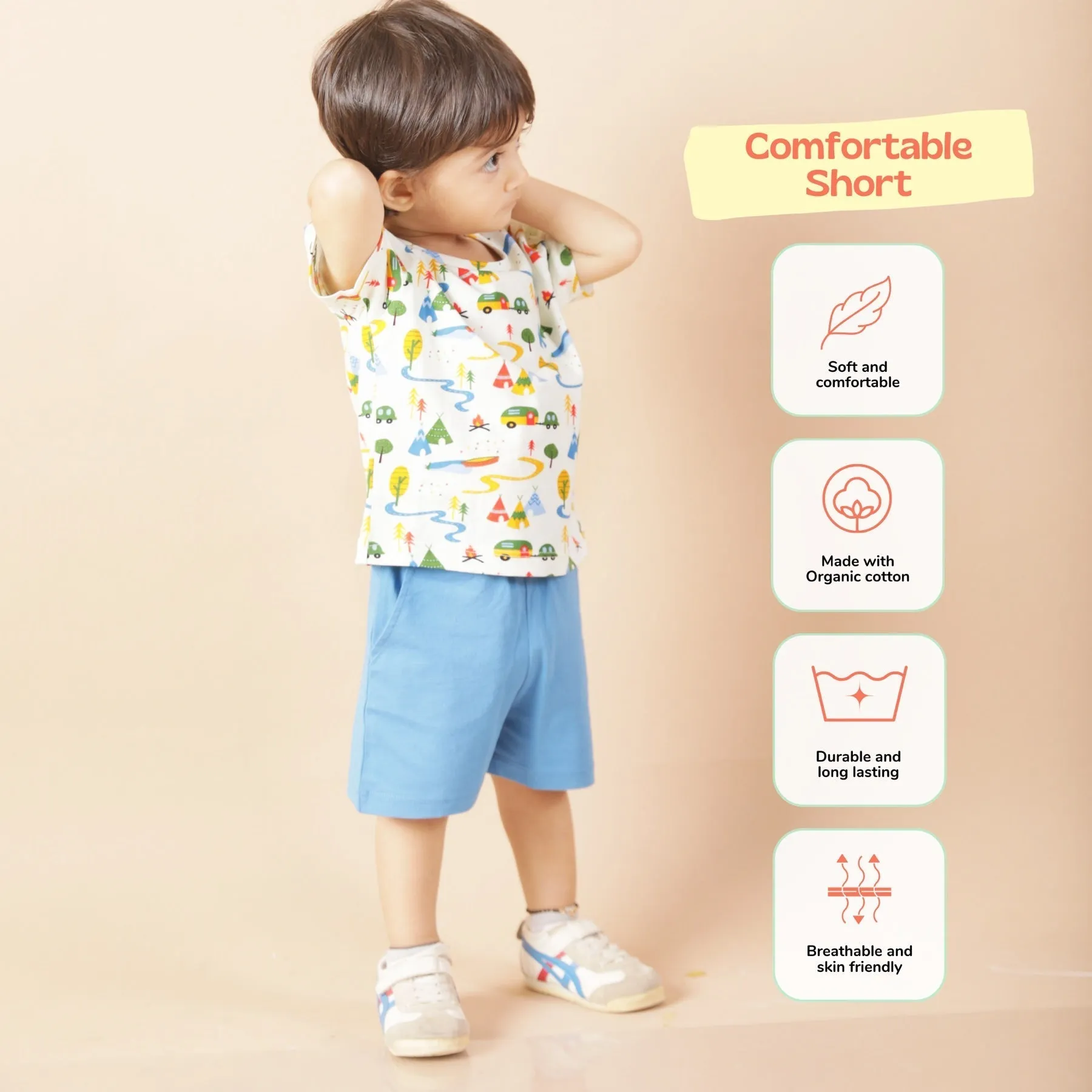 Unisex Organic Cotton Shorts- Deep Water Blue