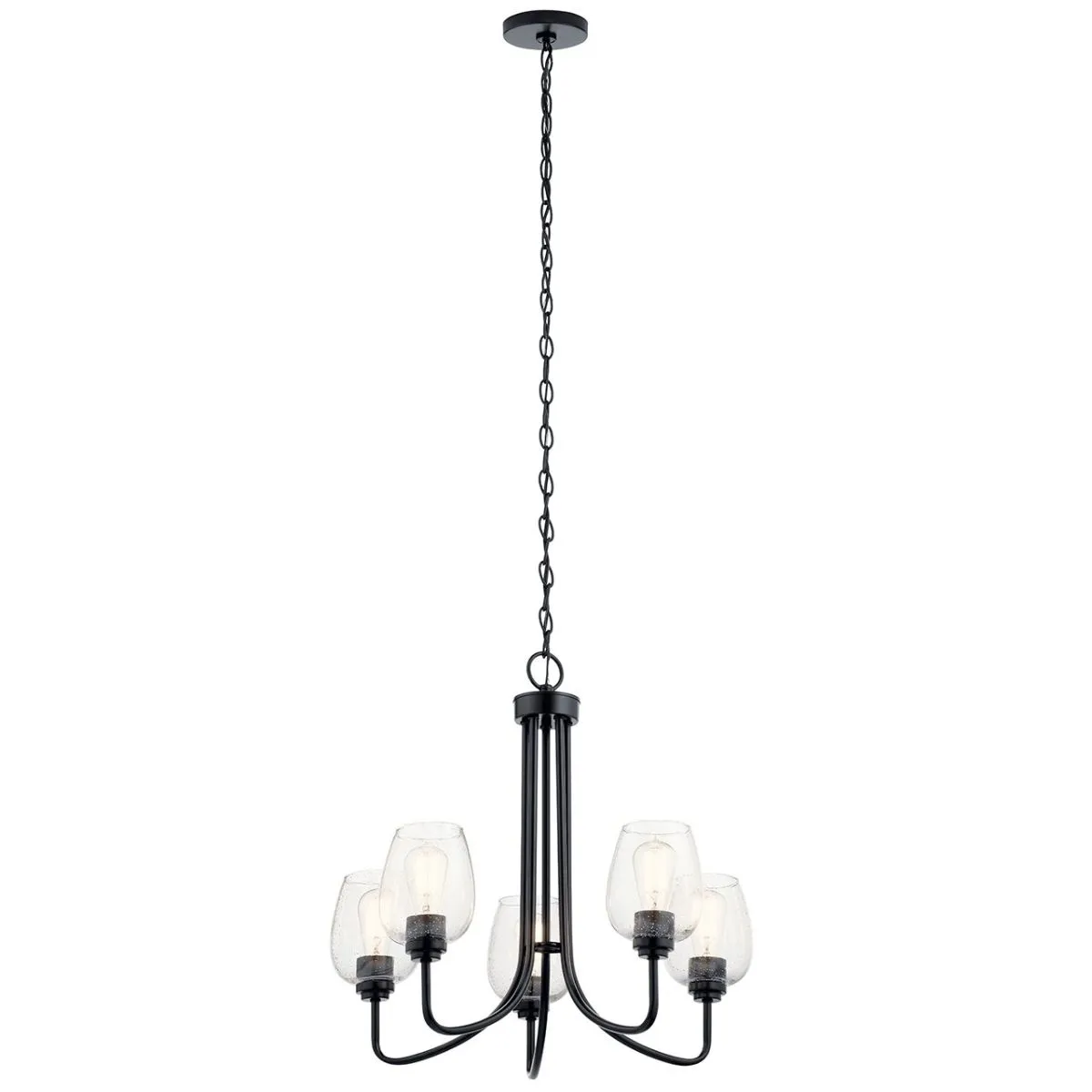 Valserrano 25 in. 5 Lights Chandelier Black Finish Clear Seeded