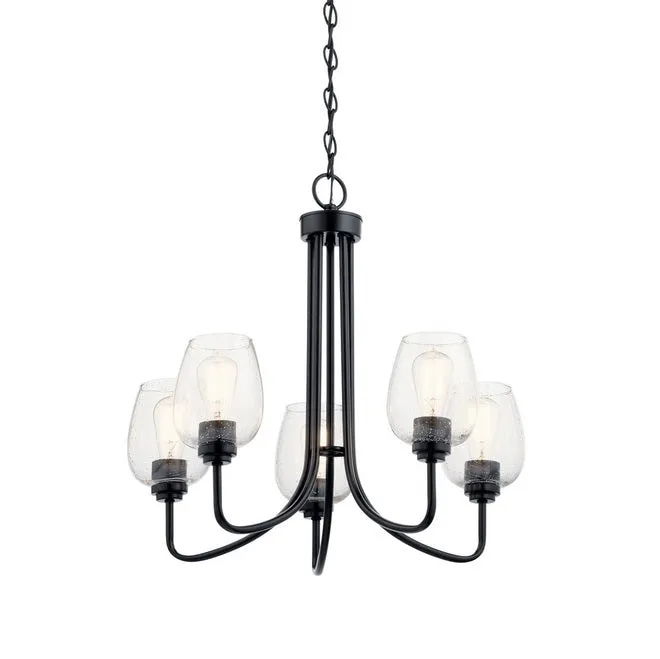 Valserrano 25 in. 5 Lights Chandelier Black Finish Clear Seeded