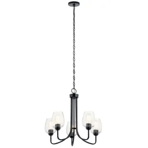 Valserrano 25 in. 5 Lights Chandelier Black Finish Clear Seeded