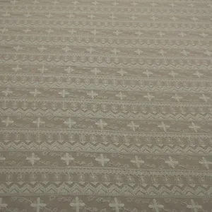 White Tulle with Ivory Floral Design Embroidered Fabric