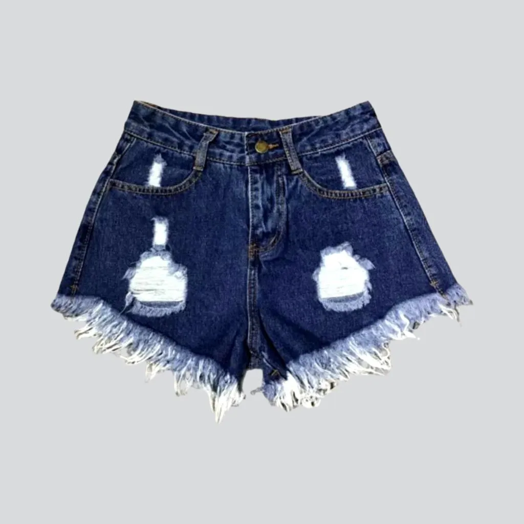 Y2k distressed women's jean shorts