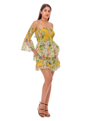 Yellow Drop shoulder set, top and shorts 1338/1163