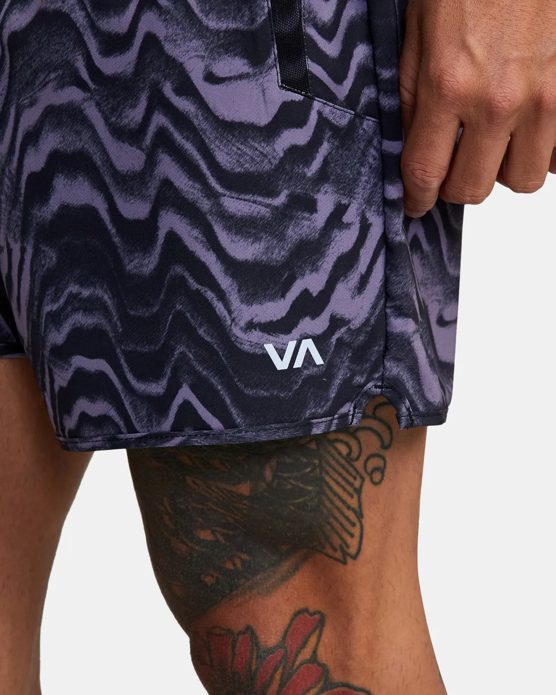 Yogger Elastic Waist Running Shorts 15" - Plum Warp