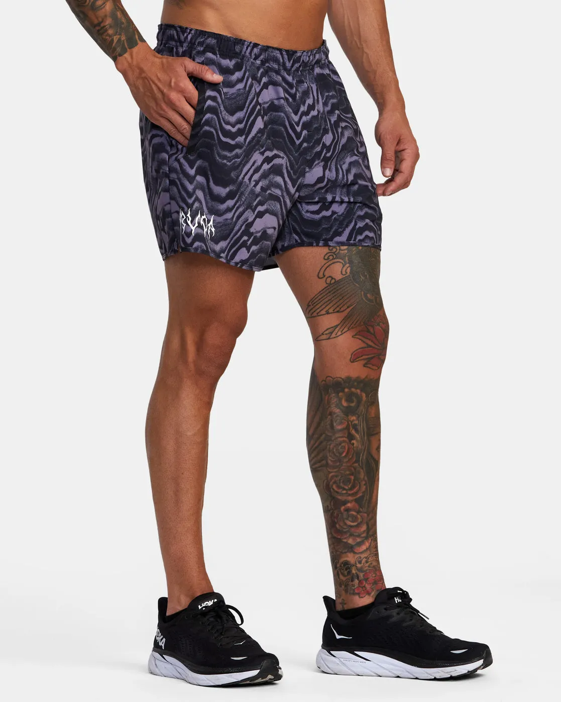 Yogger Elastic Waist Running Shorts 15" - Plum Warp