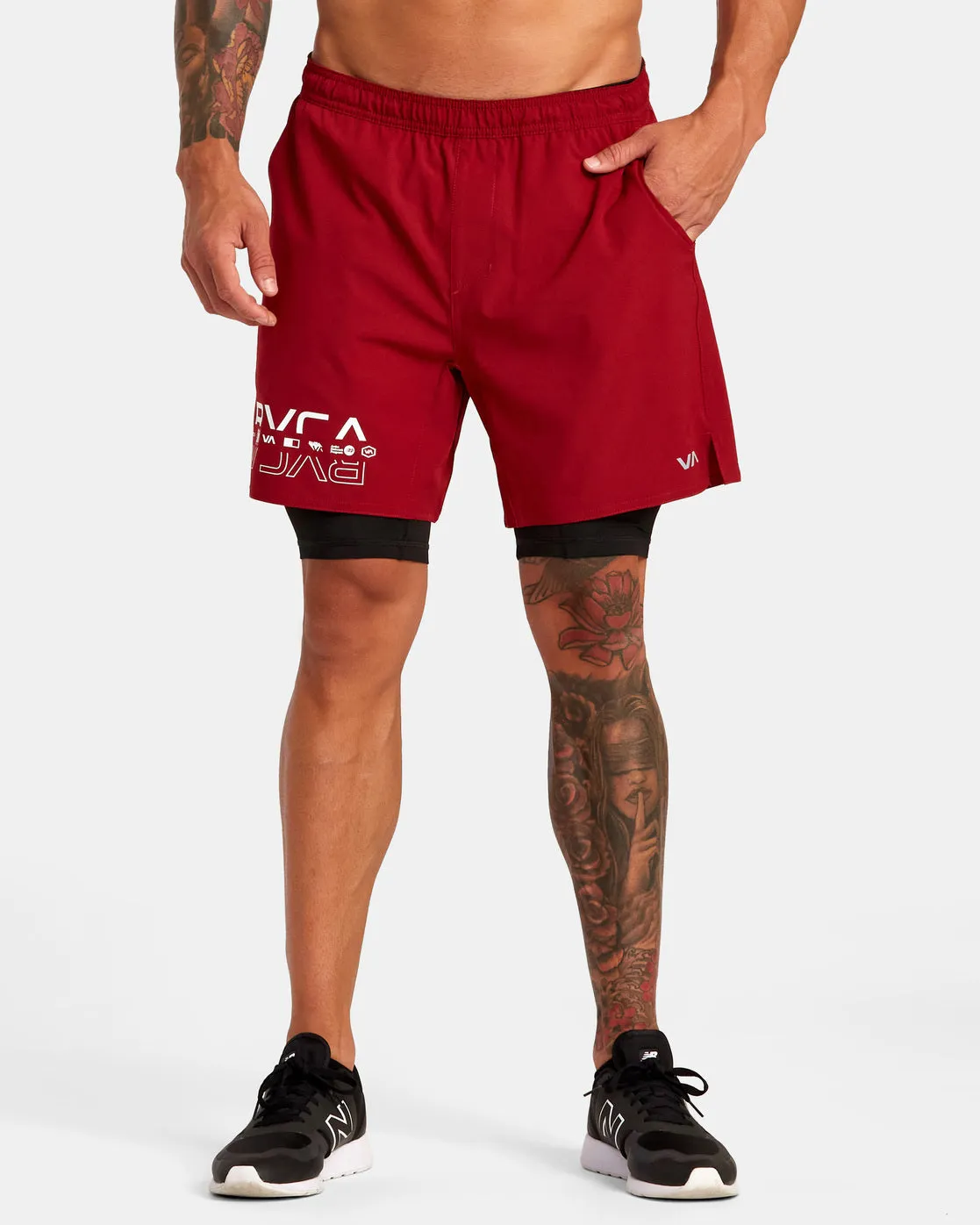 Yogger Train 2-In-1 17" Workout Shorts - Cardinal
