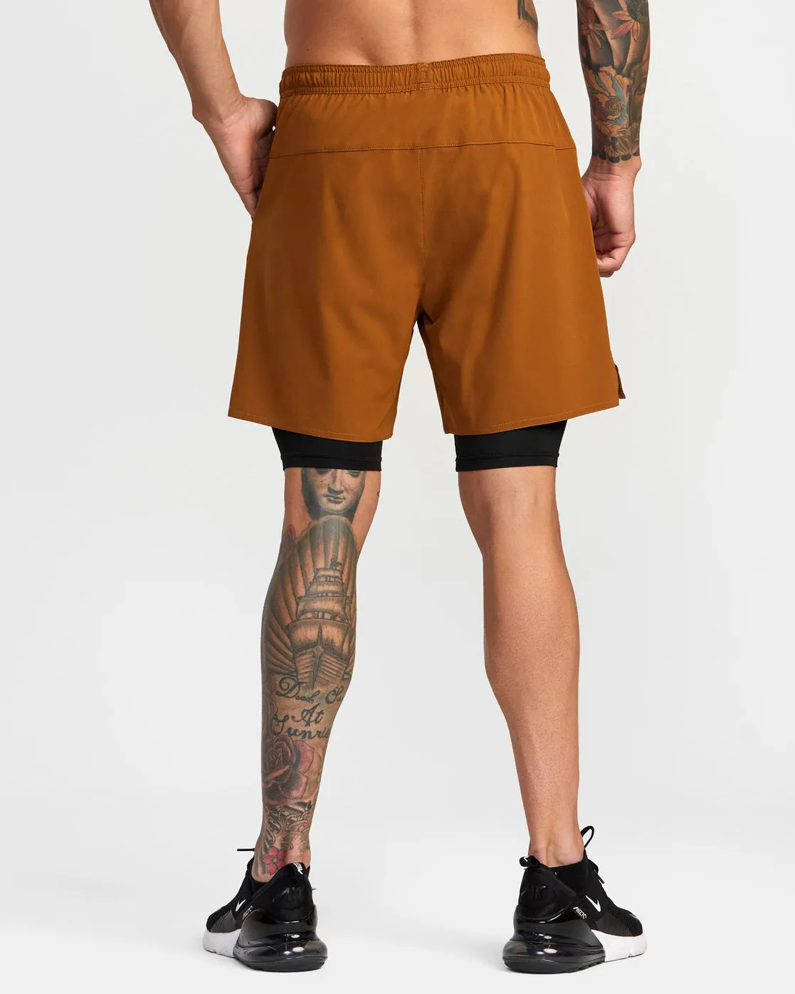 Yogger Train 2-In-1 17" Workout Shorts - Tobacco