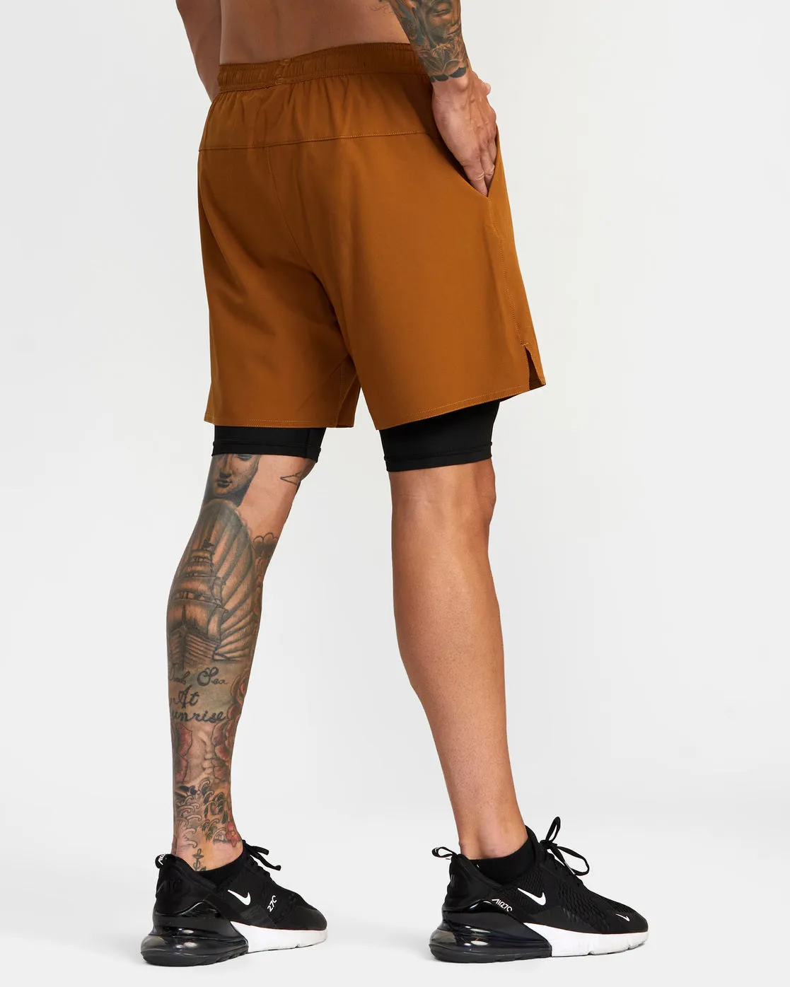 Yogger Train 2-In-1 17" Workout Shorts - Tobacco
