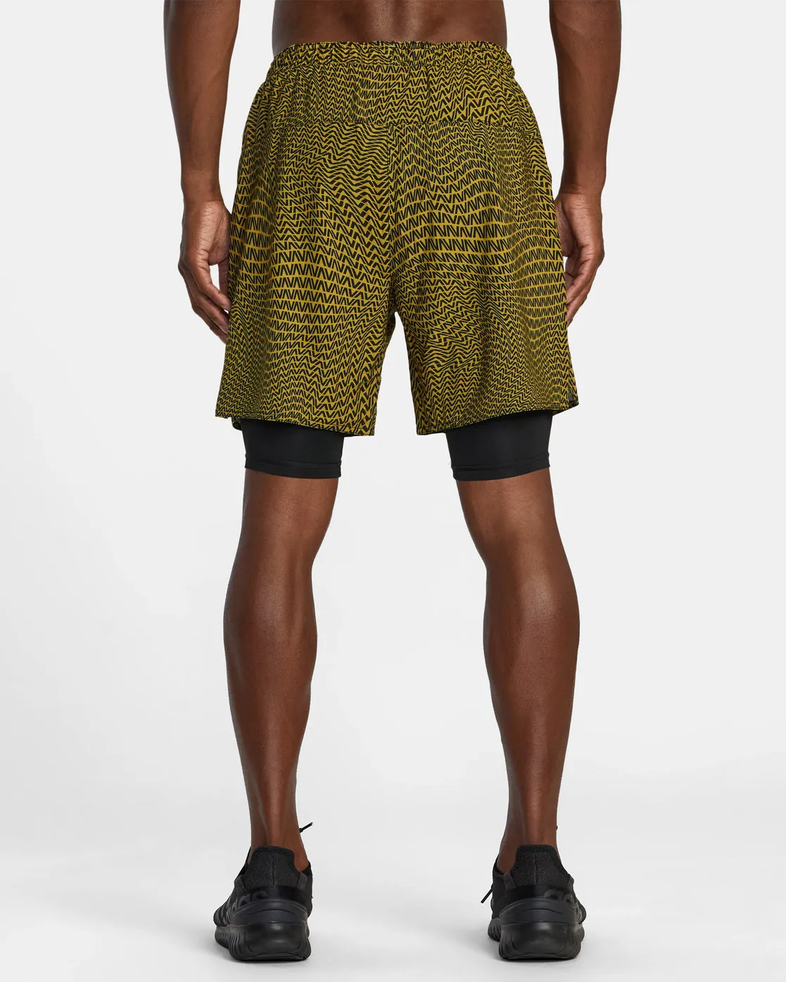 Yogger Train 2-In-1 Elastic Waist Workout Shorts 17" - Motif Golden