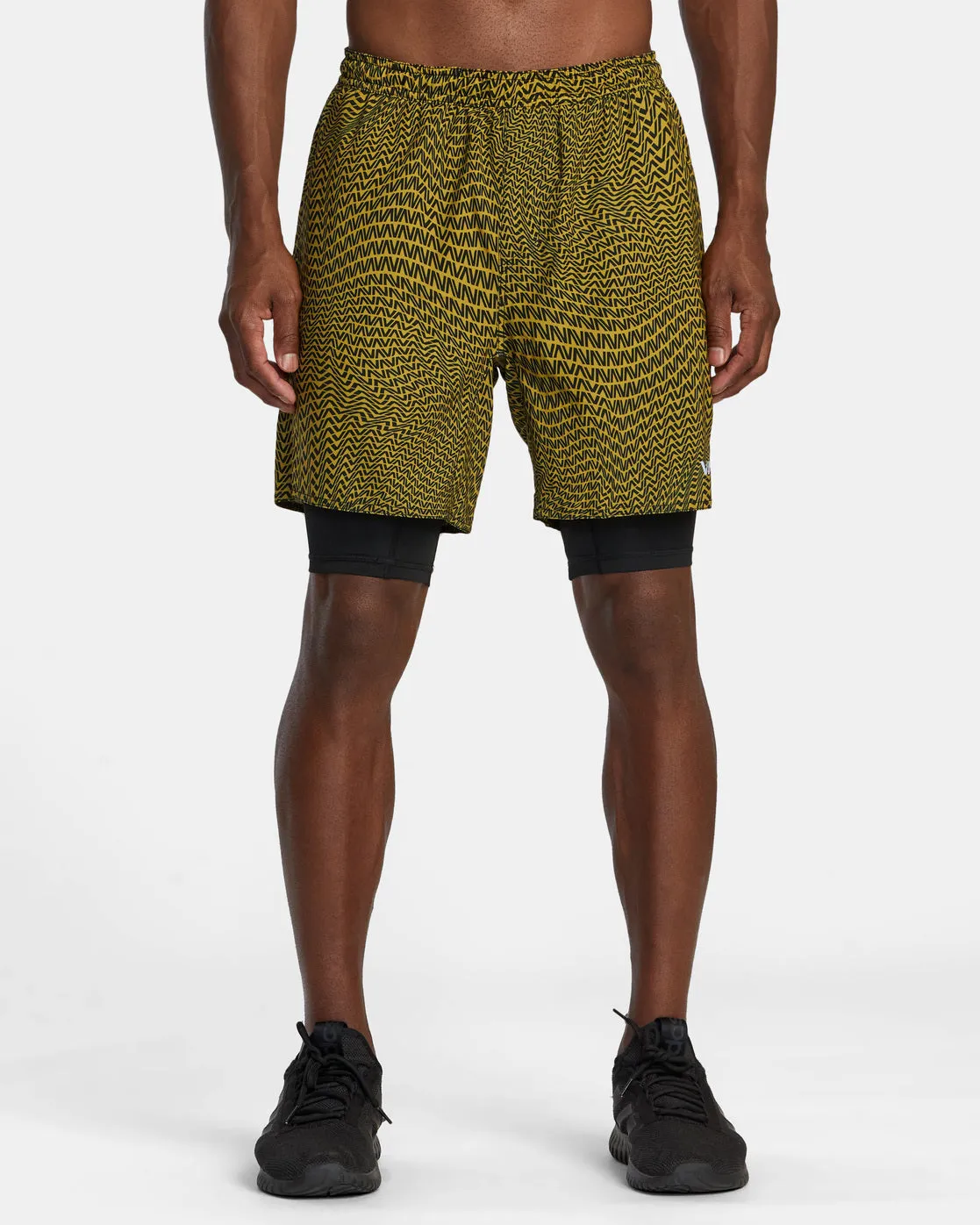Yogger Train 2-In-1 Elastic Waist Workout Shorts 17" - Motif Golden